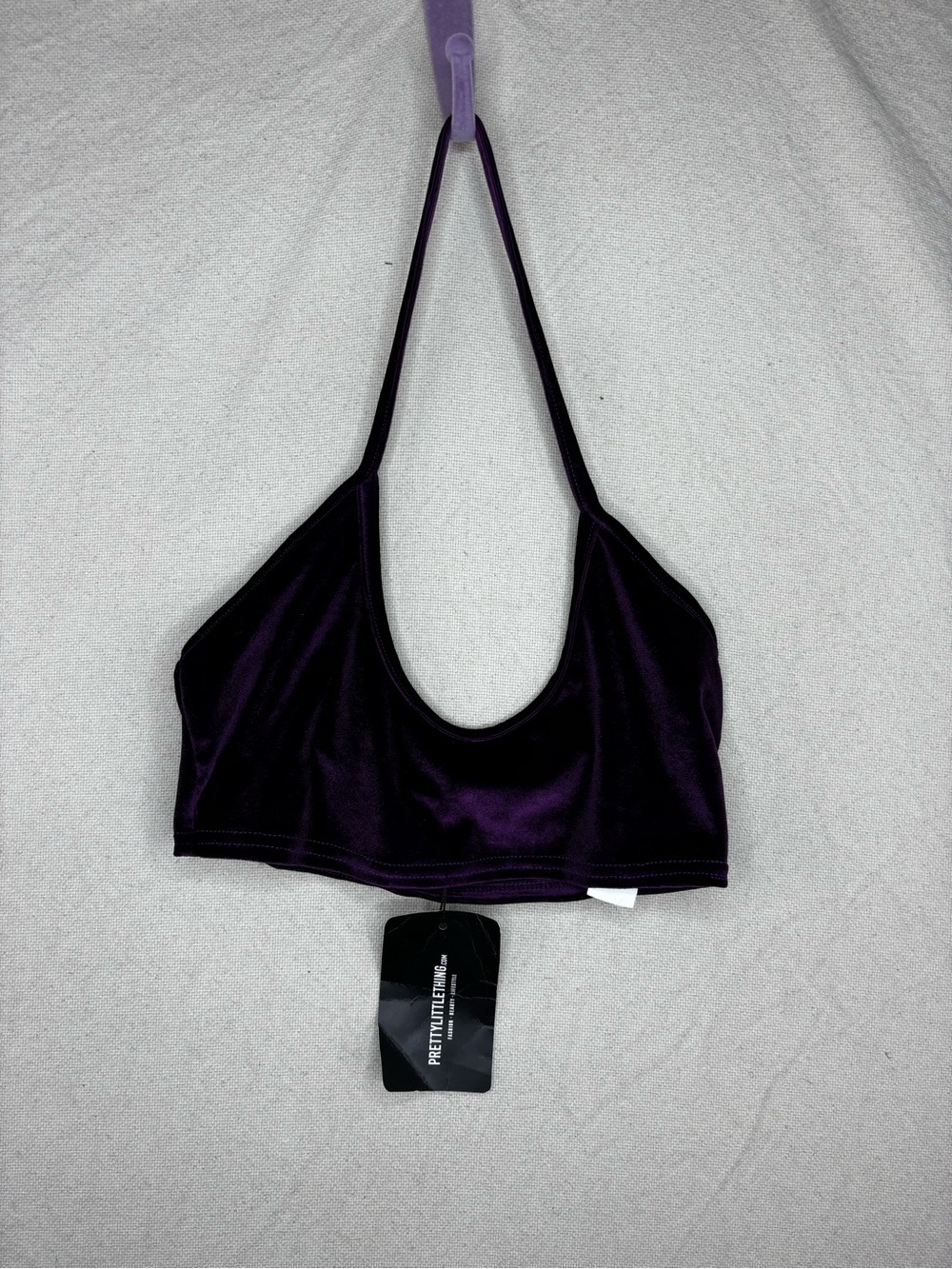 Prettylittlething size 4 purple velvet top NWT